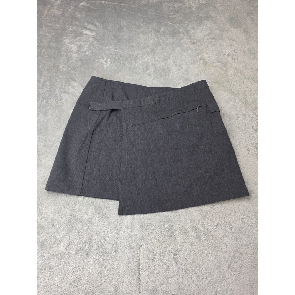 Vintage 90s/Y2K Express World Brand Wrap Skirt Gray Office Siren‎ Aesthetic 7/8